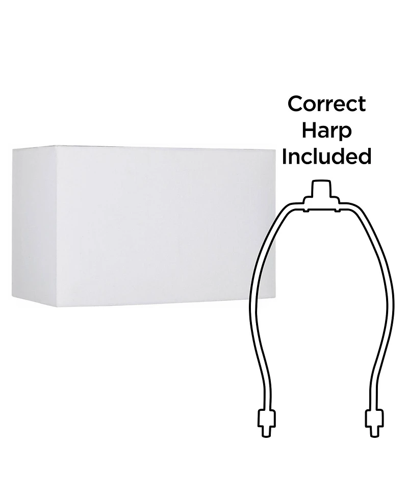 Springcrest White Medium Rectangular Hardback Lamp Shade 16" Wide x 8" Deep x 10" High (Spider) Replacement with Harp and Finial