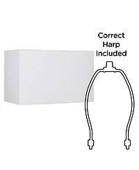 Springcrest White Medium Rectangular Hardback Lamp Shade 16" Wide x 8" Deep x 10" High (Spider) Replacement with Harp and Finial