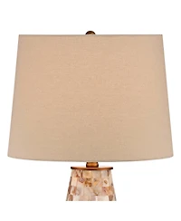 Regency Hill Kylie Cottage Table Lamp 26 1/2" High Mother of Pearl Tile Vase Beige Drum Shade for Bedroom Living Room Bedside Nightstand Office K