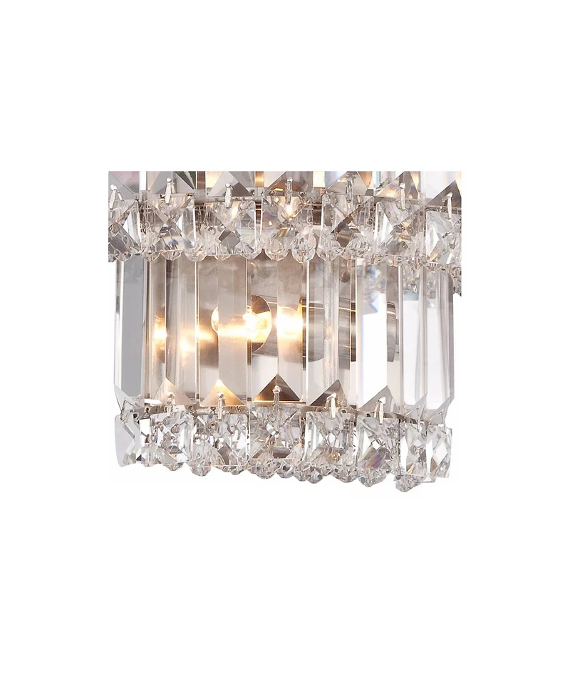 Magnificence Modern Wall Sconce Lighting Brushed Satin Nickel Silver Hardwired 10" Wide Fixture Tiered Clear Crystal for Bedroom Bathroom Vanity Readi