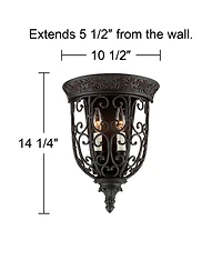 Franklin Iron Works French Scroll Rustic Wall Light Sconce Rubbed Bronze Hardwire 10 1/2" Fixture for Bedroom Bathroom Vanity Reading Living Room