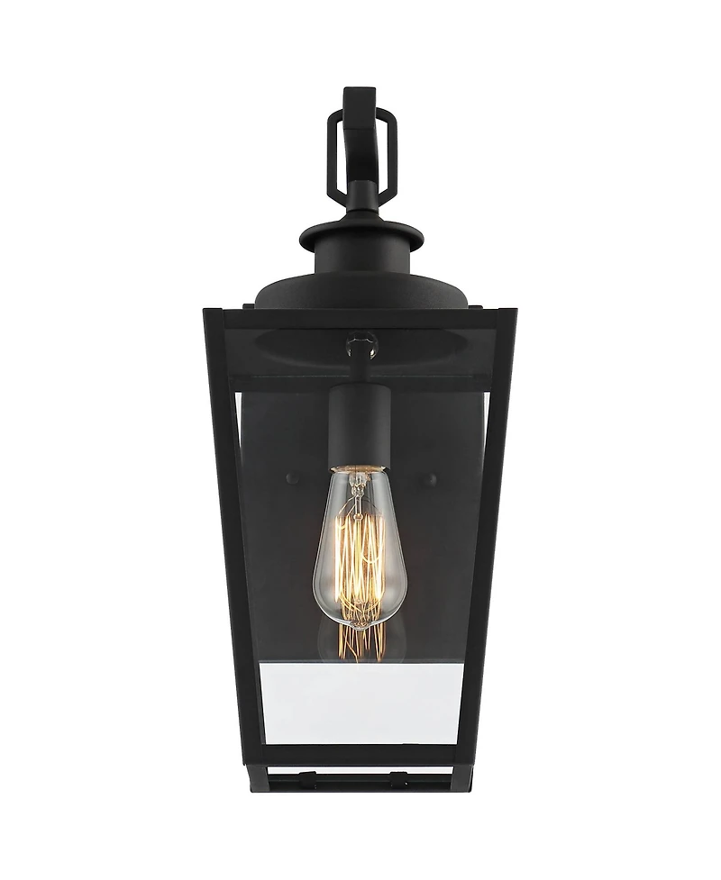 Ackerly Modern Outdoor Wall Light Fixture Textured Black Steel 17 1/4" Clear Glass Panels for Exterior House Porch Patio Outside Deck Garage Yard Fron