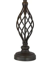 Franklin Iron Works Annie Modern Industrial Table Lamps 28" Tall Set of 2 Bronze Iron Cream Tapered Drum Shade for Bedroom Living Room Nightstand