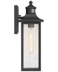 John Timberland Mission Outdoor Wall Light Fixture Black Dusk to Dawn Motion Sensor 16 1/2" Seeded Glass for Exterior House Porch