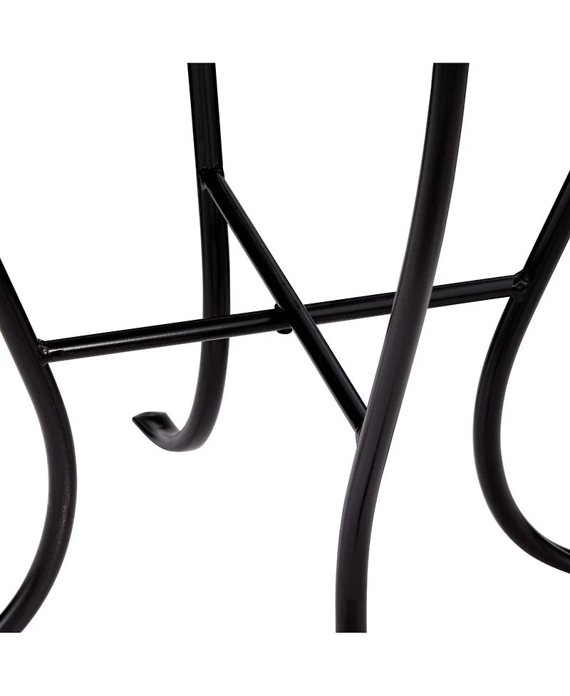 Beige Pineapple Modern Black Metal Round Outdoor Accent Side Table 14" Wide Black Glass Mosaic Tabletop Gracefully Curved Legs for Front Porch Patio H