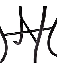 Beige Pineapple Modern Black Metal Round Outdoor Accent Side Table 14" Wide Black Glass Mosaic Tabletop Gracefully Curved Legs for Front Porch Patio H