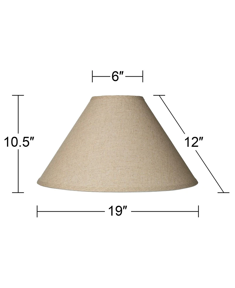Springcrest Set of 2 Lamp Shades Fine Burlap Beige Large 6" Top x 19" Bottom x 12" High Spider Replacement Harp and Finial Fitting