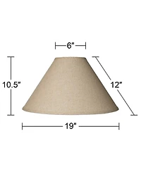 Springcrest Set of 2 Lamp Shades Fine Burlap Beige Large 6" Top x 19" Bottom x 12" High Spider Replacement Harp and Finial Fitting
