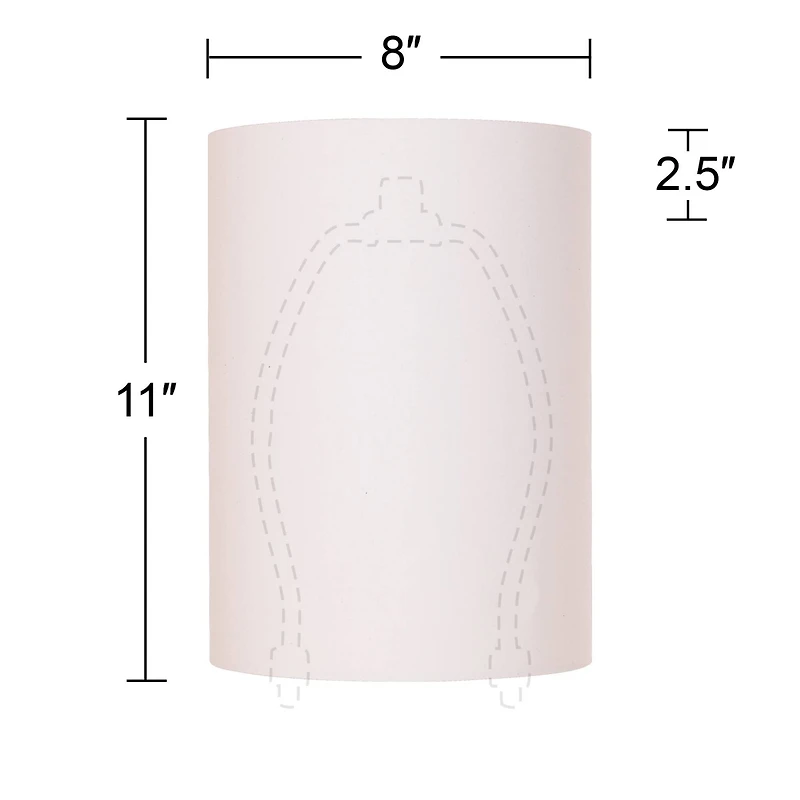 Springcrest Set of 2 Drum Lamp Shades White Small 8" Top x 8" Bottom x 11" High Spider with Replacement Harp and Finial Fitting