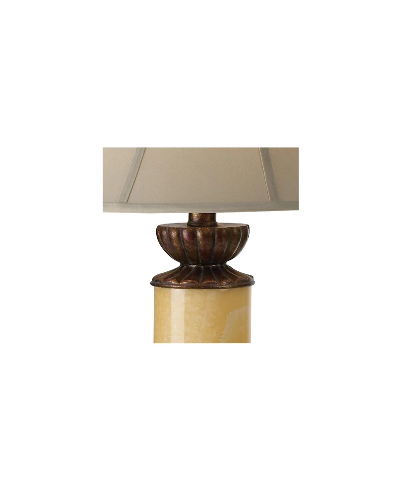 Barnes and Ivy Traditional Table Lamp with Nightlight 28.5" Tall Bronze Onyx Column Off White Bell Shade for Living Room Family Bedroom