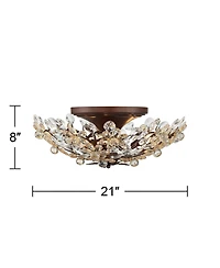 Vienna Full Spectrum Blooms Vintage Ceiling Light Semi Flush Mount Fixture 21" Wide Weathered Brown 5-Light for Bedroom Kitchen Living Room Hallw