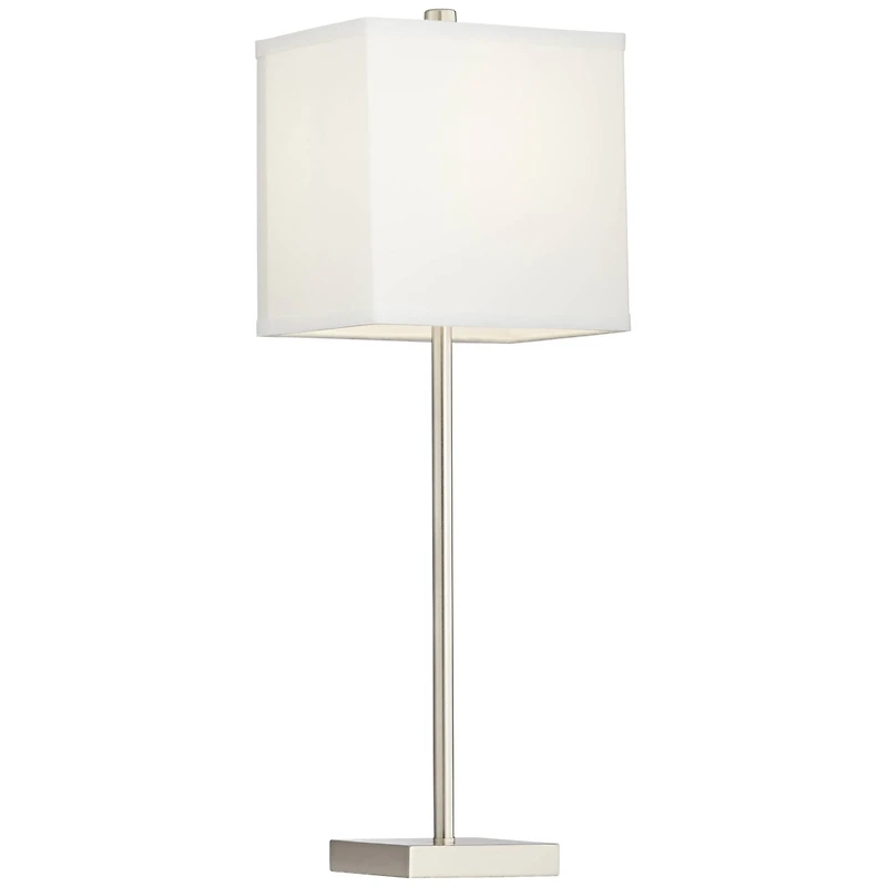 360 Lighting Franco Modern Table Lamps 26 1/2" High Set of 2 Brushed Nickel with Usb Charging Ports White Square Shade for Bedroom Living Room De