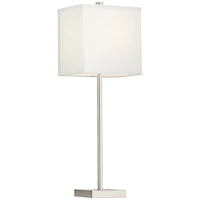 360 Lighting Franco Modern Table Lamps 26 1/2" High Set of 2 Brushed Nickel with Usb Charging Ports White Square Shade for Bedroom Living Room De