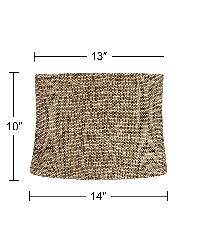 Springcrest Dortmund Charcoal Medium Drum Lamp Shade 13" Top x 14" Bottom x 10" High (Spider) Replacement with Harp and Finial