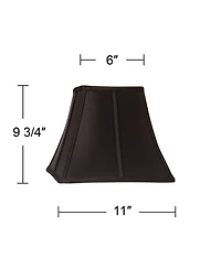 Springcrest Small Square Curved Black Lamp Shade 6" Top x 11" Bottom x 9.75" Height (Spider) Replacement with Harp and Finial