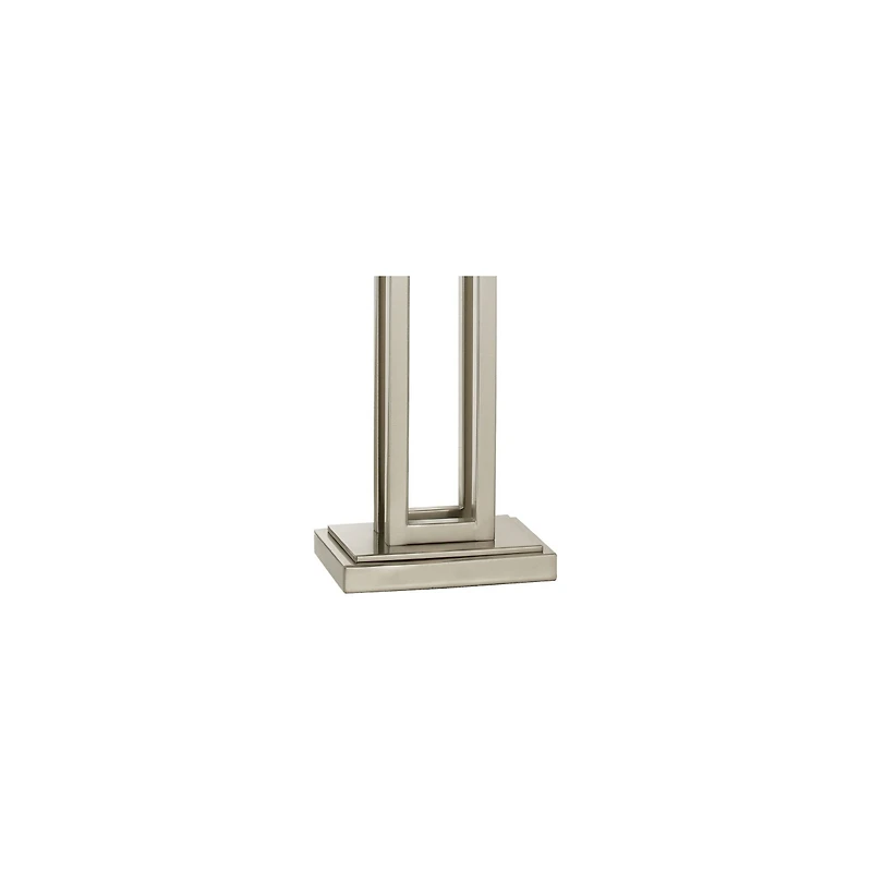 Possini Euro Design Modern Table Lamp 30" Tall Brushed Nickel Metal White Fabric Rectangular Shade for Bedroom Living Room House Bedside Nightsta