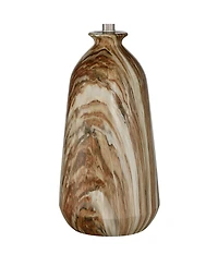 360 Lighting Carlton Modern Table Lamps 28" Tall Set of 2 Swirling Brown Faux Marble White Tapered Drum for Bedroom Living Room Bedside Nightstan