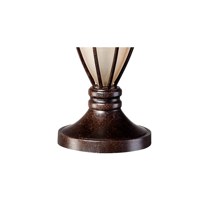 John Timberland Mission Table Lamp with Nightlight 33" Tall Champagne Glass Brushed Iron Cage Beige Fabric Shade for Living Room Family