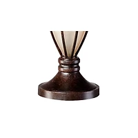 John Timberland Mission Table Lamp with Nightlight 33" Tall Champagne Glass Brushed Iron Cage Beige Fabric Shade for Living Room Family