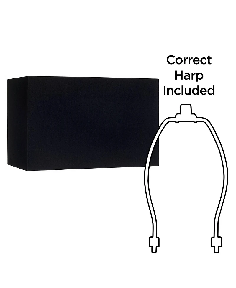 Springcrest Black Medium Rectangular Hardback Lamp Shade 16" Wide x 8" Deep x 10" High (Spider) Replacement with Harp and Finial