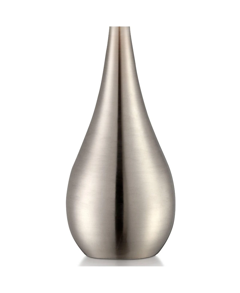 360 Lighting Modern Accent Table Lamp 21" High Brushed Nickel Metal Teardrop White Cylinder Shade for Bedroom Living Room House Bedside Nightstan