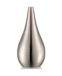 360 Lighting Modern Accent Table Lamp 21" High Brushed Nickel Metal Teardrop White Cylinder Shade for Bedroom Living Room House Bedside Nightstan
