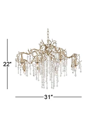 Possini Euro Design Branches Champagne Silver Chandelier 31" Wide Modern Clear Crystal 8-Light Fixture for Dining Room House Kitchen Island Entry