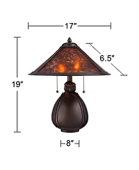 Robert Louis Tiffany Art Deco Accent Table Lamp 19" High Bronze Pottery Natural Mica Shade for Bedroom Bedside Nightstand Office