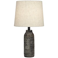 360 Lighting 24" High Mid Century Modern Farmhouse Rustic Table Lamps Set of 2 Black Finish Oatmeal Shade Living Room Bedroom