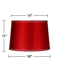 Springcrest Sydnee Satin Red Medium Drum Lamp Shade 14" Top x 16" Bottom x 11" Slant x 11" High (Spider) Replacement with Harp and