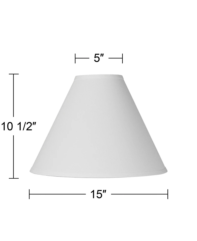 Springcrest White Linen Medium Chimney Lamp Shade 5" Top x 15" Bottom x 10.5" High x 11.5" Slant (Spider) Replacement with Harp an