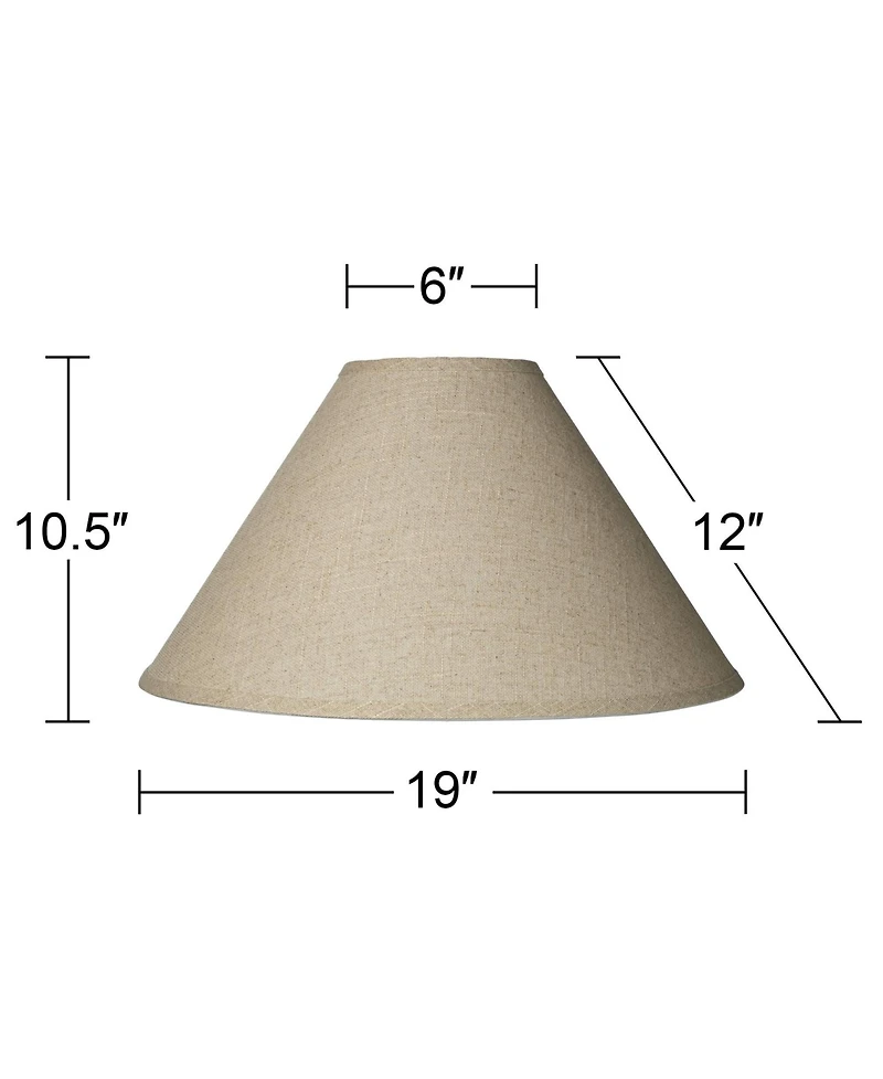 Springcrest Fine Burlap Large Empire Lamp Shade 6" Top x 19" Bottom x 10.5" High x 12" Slant (Spider) Replacement with Harp and Fi