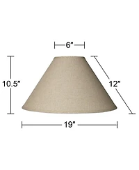 Springcrest Fine Burlap Large Empire Lamp Shade 6" Top x 19" Bottom x 10.5" High x 12" Slant (Spider) Replacement with Harp and Fi