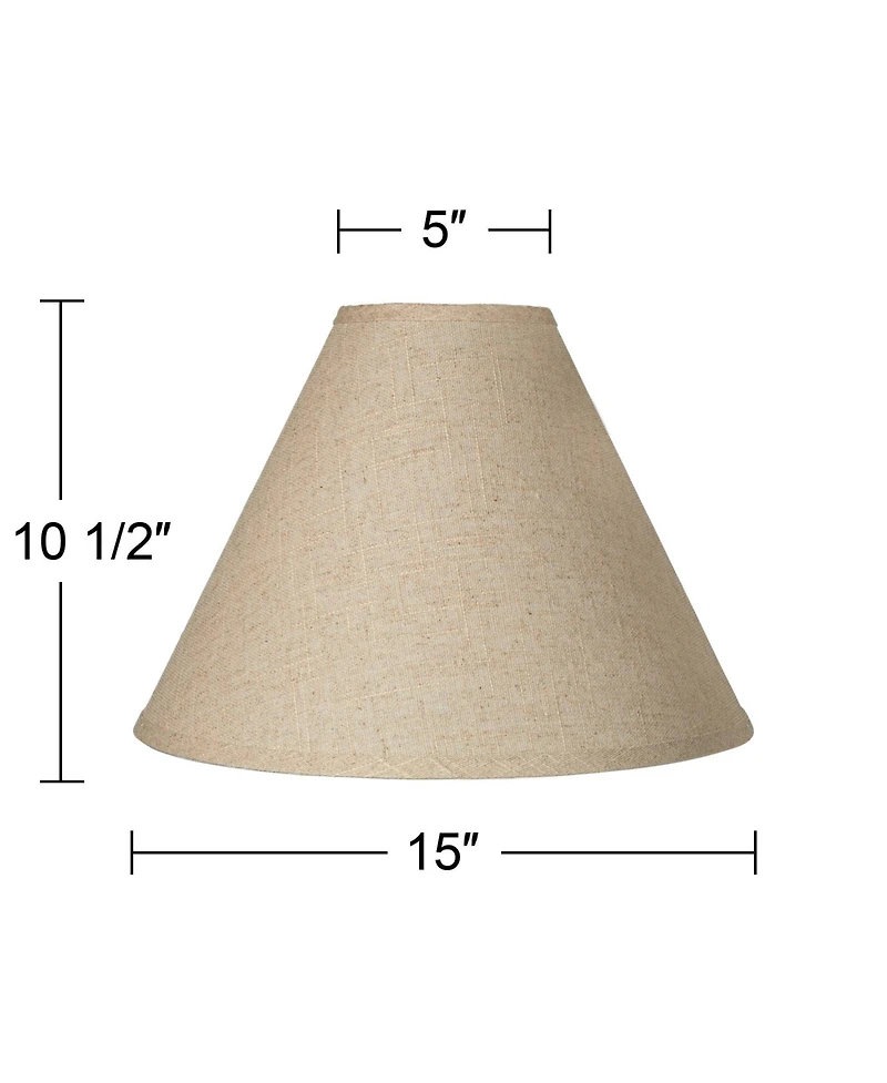 Springcrest Fine Burlap Large Empire Lamp Shade 5" Top x 15" Bottom x 11.5" High x 10.5" Slant (Spider) Replacement with Harp and