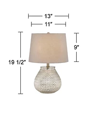 360 Lighting Cottage Accent Table Lamp 19 1/2" High Mercury Glass Teardrop Gray Drum Shade for Bedroom Bedside Nightstand Office