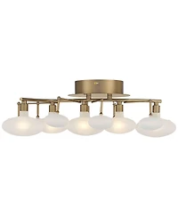 Possini Euro Design Modern Ceiling Light Semi Flush Mount Fixture 19 1/4" Wide Soft Gold 6-Light Opal Glass Shade Bedroom Kitchen