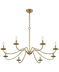 Franklin Iron Works Marinec Soft Gold Hanging Chandelier Lighting 42" Wide Farmhouse Rustic Bent Arms 8-Light Fixture for Dining Room Living House Hom