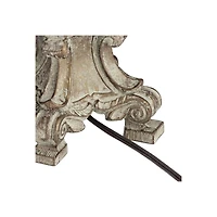 Barnes and Ivy Duval Traditional Table Lamp 34" Tall Distressed Antique White Candlestick Crystal Beige Fabric Bell Shade for Bedroom Living Room