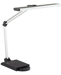 360 Lighting Flynn Modern Desk Lamp 25" High Metallic Black Silver with Usb Charging Port Phone Cradle Adjustable Swivel Led for Living Room Offi