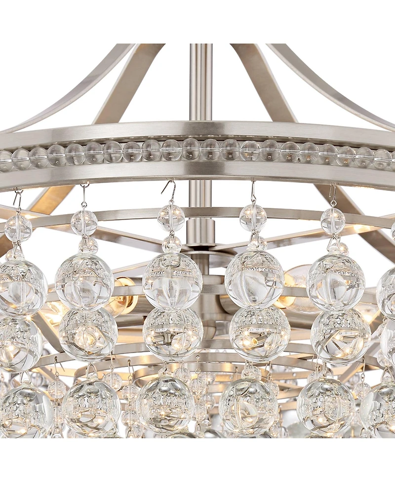 Vienna Full Spectrum Wohlfurst Brushed Nickel Silver Pendant Chandelier 20 1/4" Wide Clear Crystal 5-Light Fixture for Dining Room House Foyer Entrywa