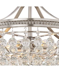 Vienna Full Spectrum Wohlfurst Brushed Nickel Silver Pendant Chandelier 20 1/4" Wide Clear Crystal 5-Light Fixture for Dining Room House Foyer Entrywa