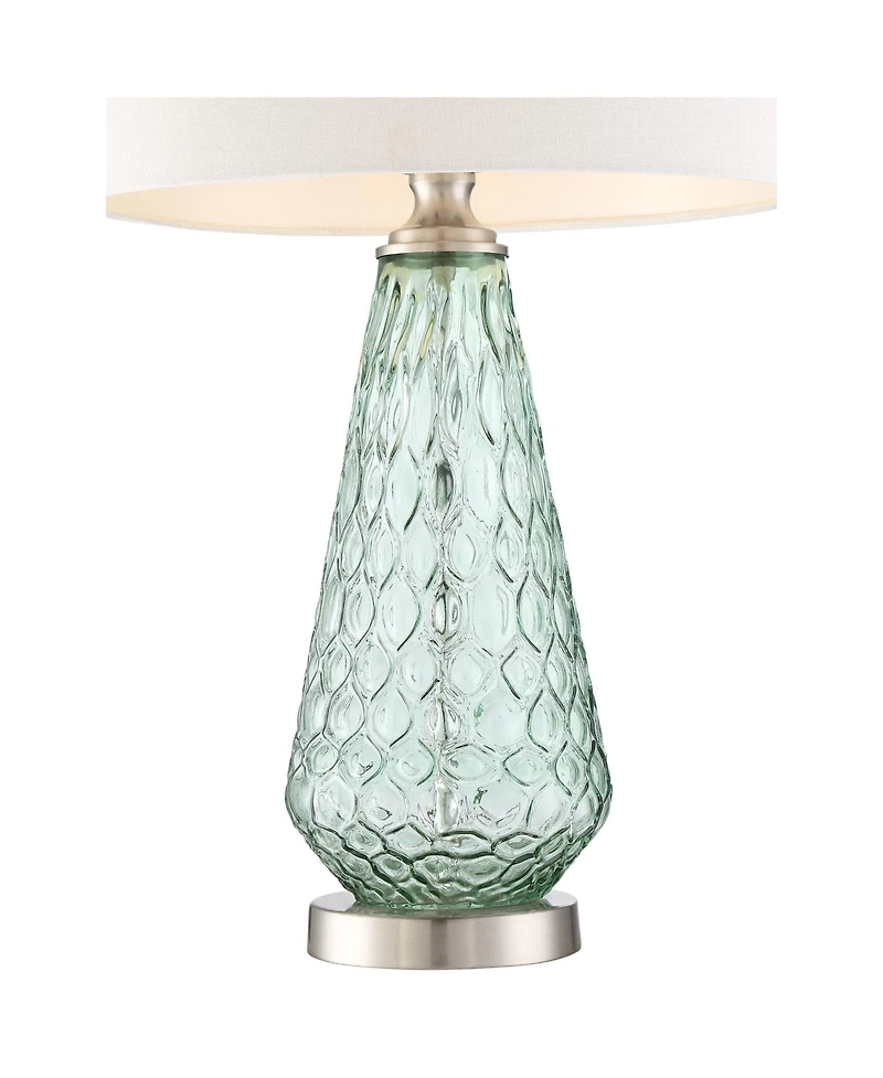 360 Lighting Julia Modern Table Lamp 26 1/2" High Green Glass White Drum Shade for Bedroom Living Room Bedside Nightstand Office Kids Family Hous