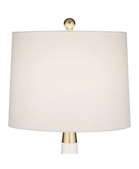 360 Lighting Nesbit 25" High Mid Century Modern Table Lamps Set of 2 Usb Port White Gold Ceramic Metal Living Room Charging