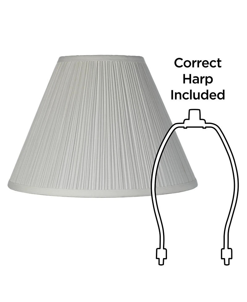 Springcrest Set of 2 White Pleated Medium Empire Lamp Shades 6.5" Top x 15" Bottom x 11" High (Spider) Replacement with Harp and Finial