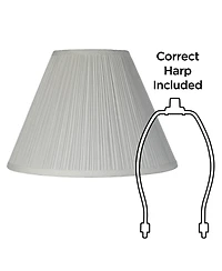 Springcrest Set of 2 White Pleated Medium Empire Lamp Shades 6.5" Top x 15" Bottom x 11" High (Spider) Replacement with Harp and Finial