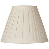 Springcrest Set of 2 Creme Linen Box Pleated Medium Drum Lamp Shades 7" Top x 14" Bottom x 11" High (Spider) Replacement with Harp and