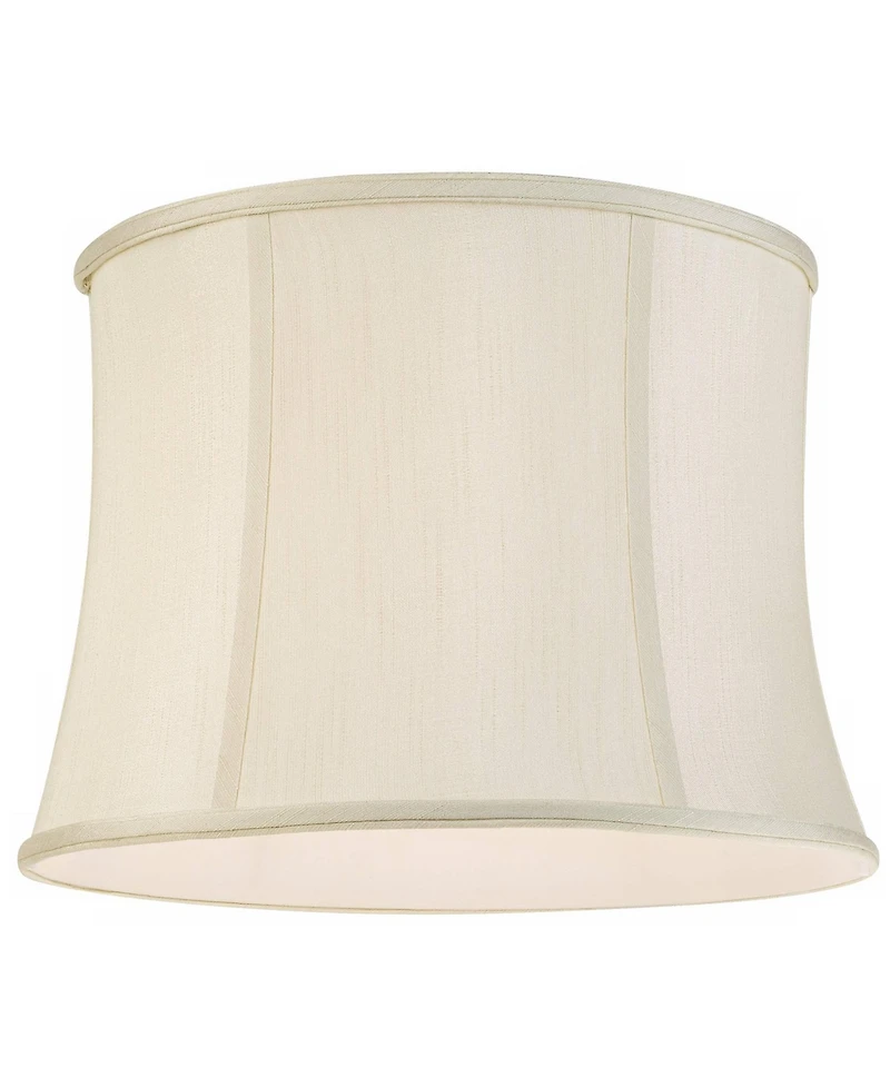 Imperial Shade Set of 2 Creme White Medium Drum Lamp Shades 14" Top x 16" Bottom x 12" High (Spider) Replacement with Harp and Finial