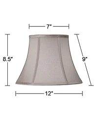Springcrest Set of 2 Pewter Gray Small Bell Lamp Shades 7" Top x 12" Bottom x 9" High (Spider) Replacement with Harp and Finial