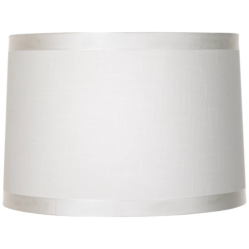 Springcrest Set of 2 Off-White Fabric Medium Drum Lamp Shades 15" Top x 16" Bottom x 11" High (Spider) Replacement with Harp and Finial