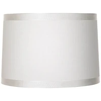 Springcrest Set of 2 Off-White Fabric Medium Drum Lamp Shades 15" Top x 16" Bottom x 11" High (Spider) Replacement with Harp and Finial